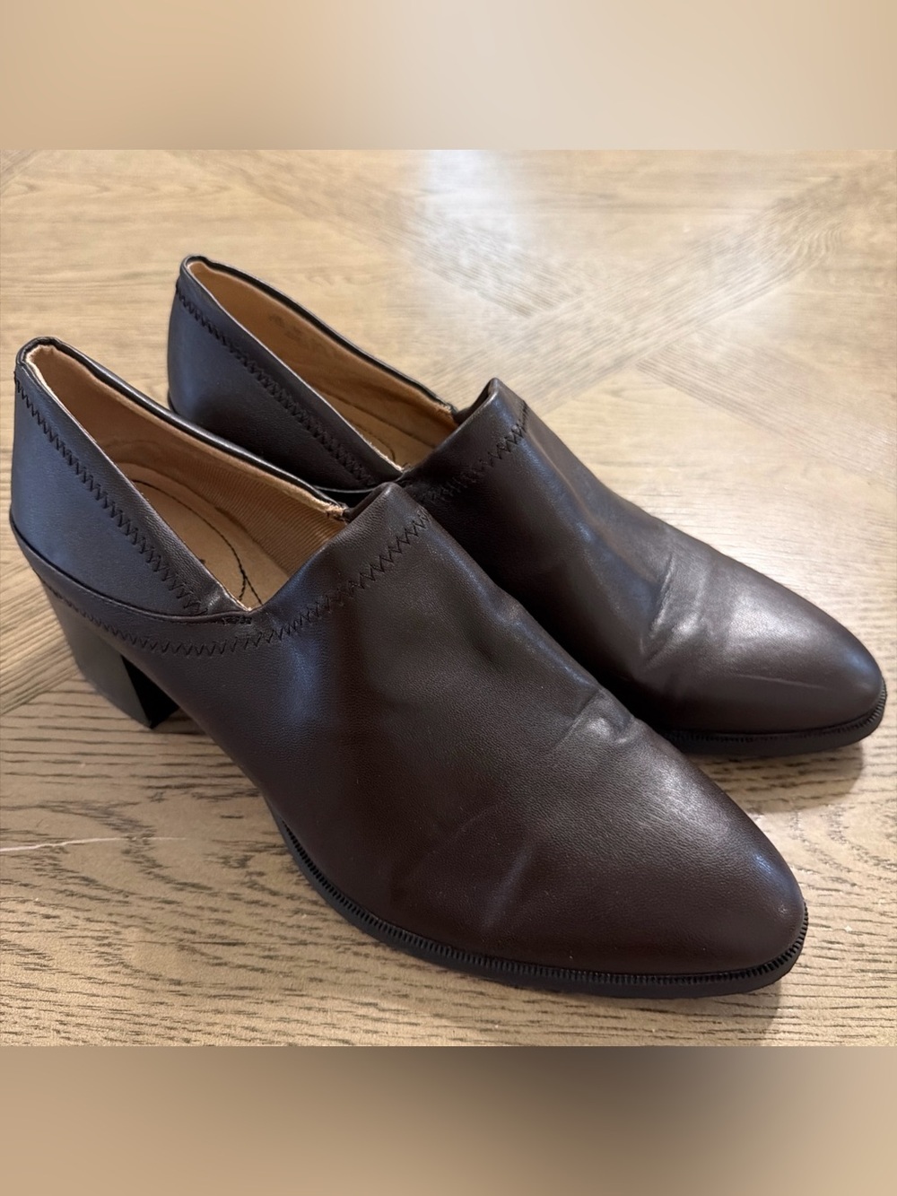 New LifeStride Womens Dina Slip On Block Heel Boot Shooties Brown Size 9.5W